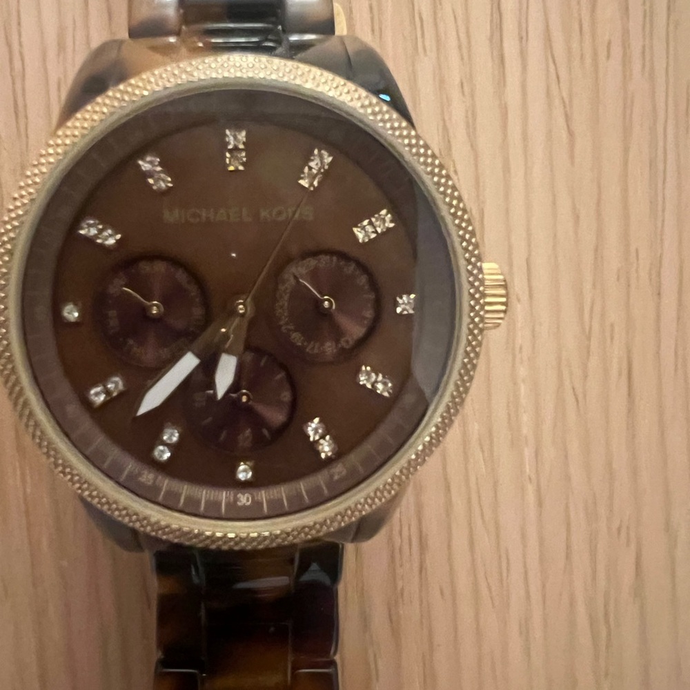 Michael Kors Tortoise Shell Watch with Crystal Accents